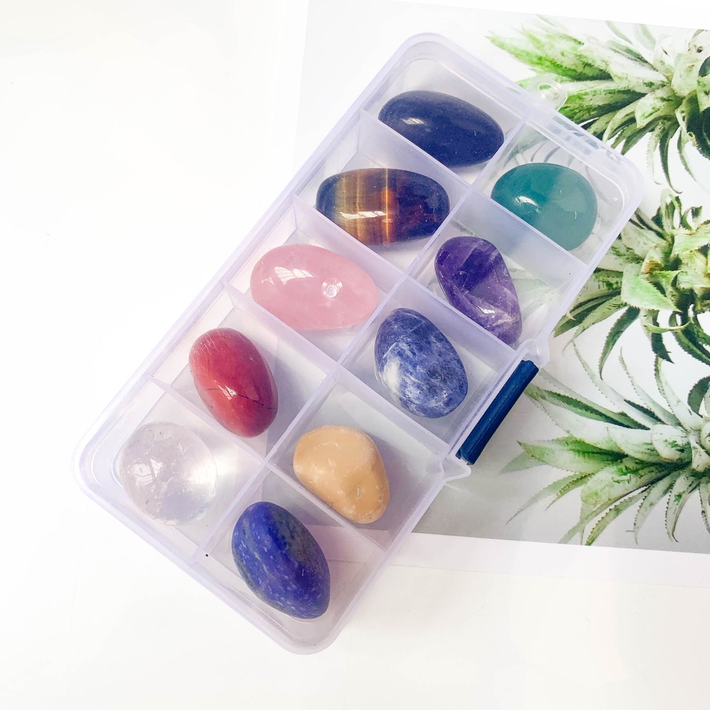 Natural Chakra Crystal Set | 10 Polished Stones for Meditation & Energy Healing