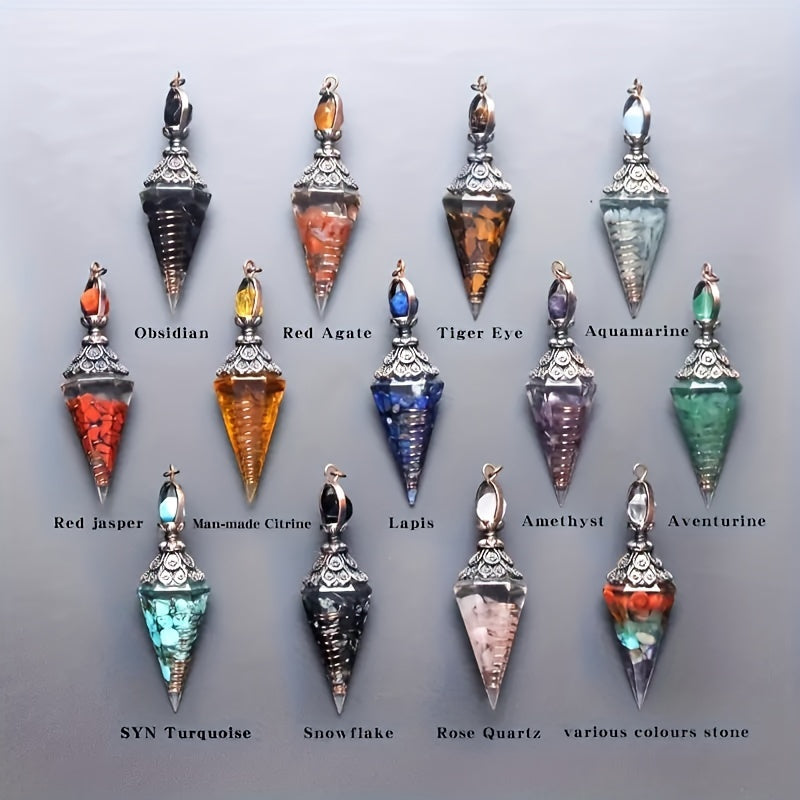 7 Chakra Crystal Pendulum | Faceted Life Tree Pendant for Reiki & Spiritual Practices