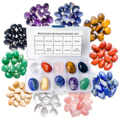 Natural Chakra Crystal Set | 10 Polished Stones for Meditation & Energy Healing