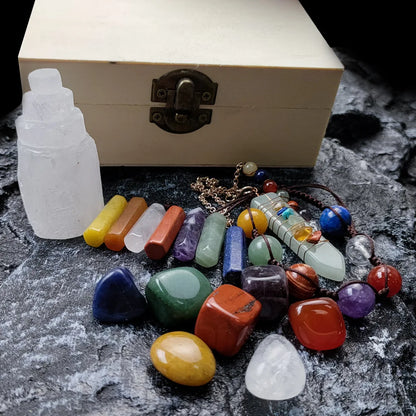 7 Chakra Natural Stone Bracelet Set | Reiki Healing Meditation Gifts