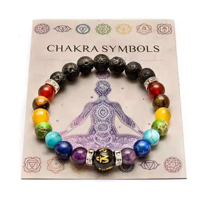 7 Chakra Healing Bracelet | Natural Crystal Anxiety Relief Jewelry for Men & Women