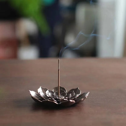 Lotus Incense Holder | Porous Metal Burner for Zen Meditation & Home Decor