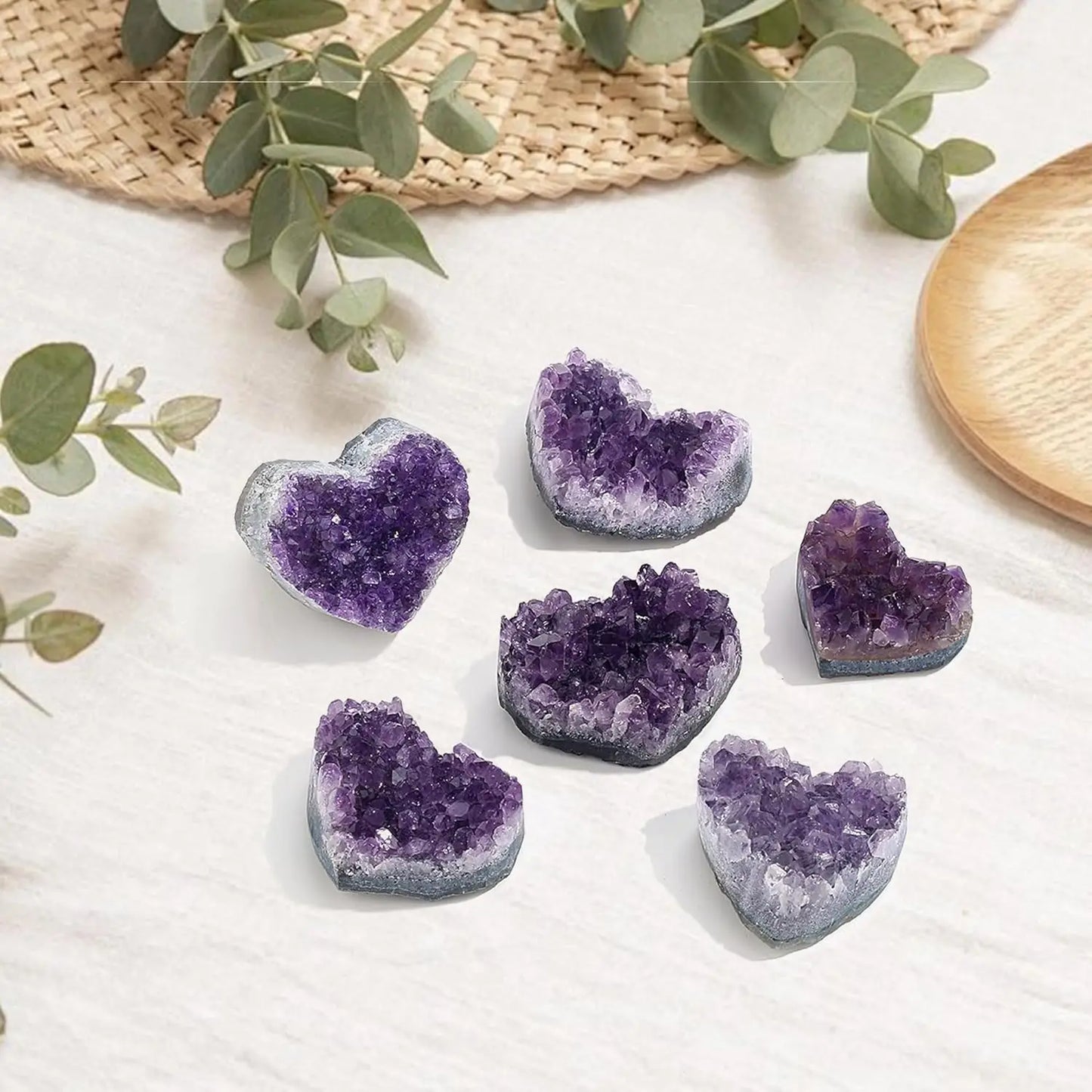 Raw Amethyst Heart Crystal Cluster | Natural Healing Geode Stone