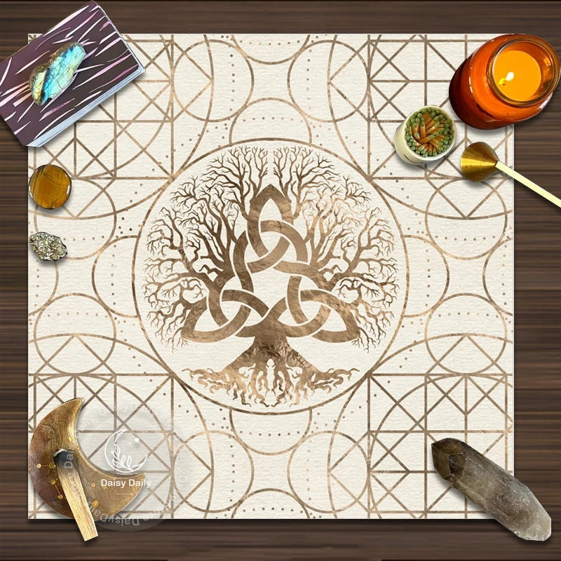 Tree of Life Divination Mat | Tarot & Astrology Altar Cloth for Runes & Oracles