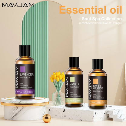 MAYJAM Essential Oils Set | Eucalyptus, Sweet Orange, Lemon, Lavender