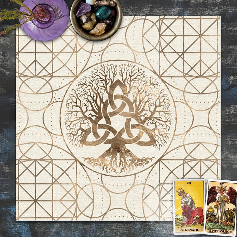 Tree of Life Divination Mat | Tarot & Astrology Altar Cloth for Runes & Oracles