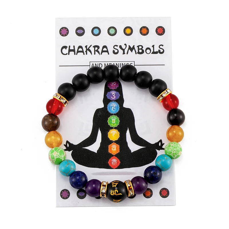 7 Chakra Healing Bracelet | Natural Crystal Anxiety Relief Jewelry for Men & Women