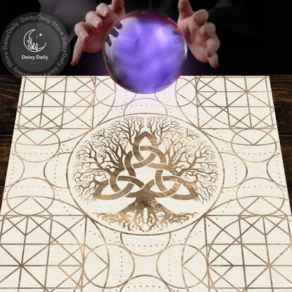 Tree of Life Divination Mat | Tarot & Astrology Altar Cloth for Runes & Oracles