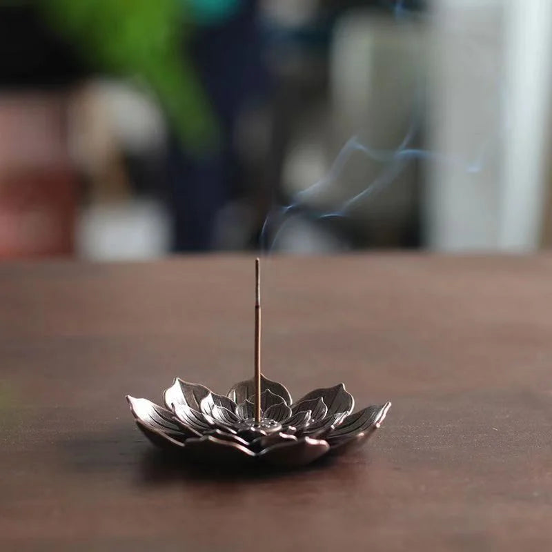 Lotus Incense Holder | Porous Metal Burner for Zen Meditation & Home Decor