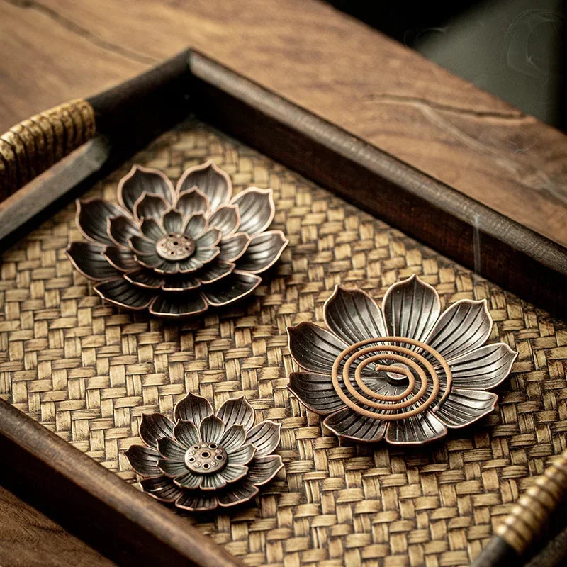 Lotus Incense Holder | Porous Metal Burner for Zen Meditation & Home Decor