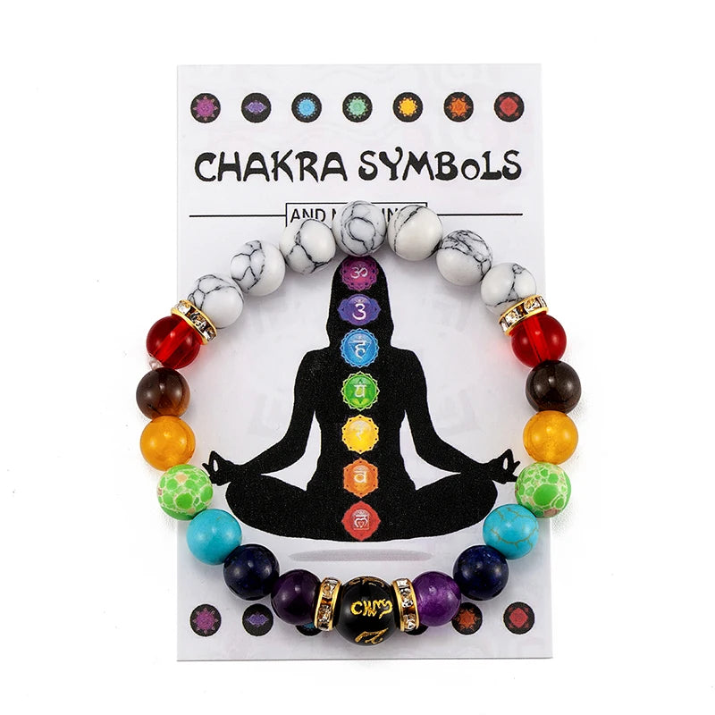 7 Chakra Healing Bracelet | Natural Crystal Anxiety Relief Jewelry for Men & Women