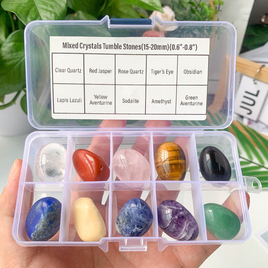 Natural Chakra Crystal Set | 10 Polished Stones for Meditation & Energy Healing