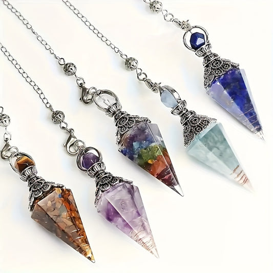 7 Chakra Crystal Pendulum | Faceted Life Tree Pendant for Reiki & Spiritual Practices